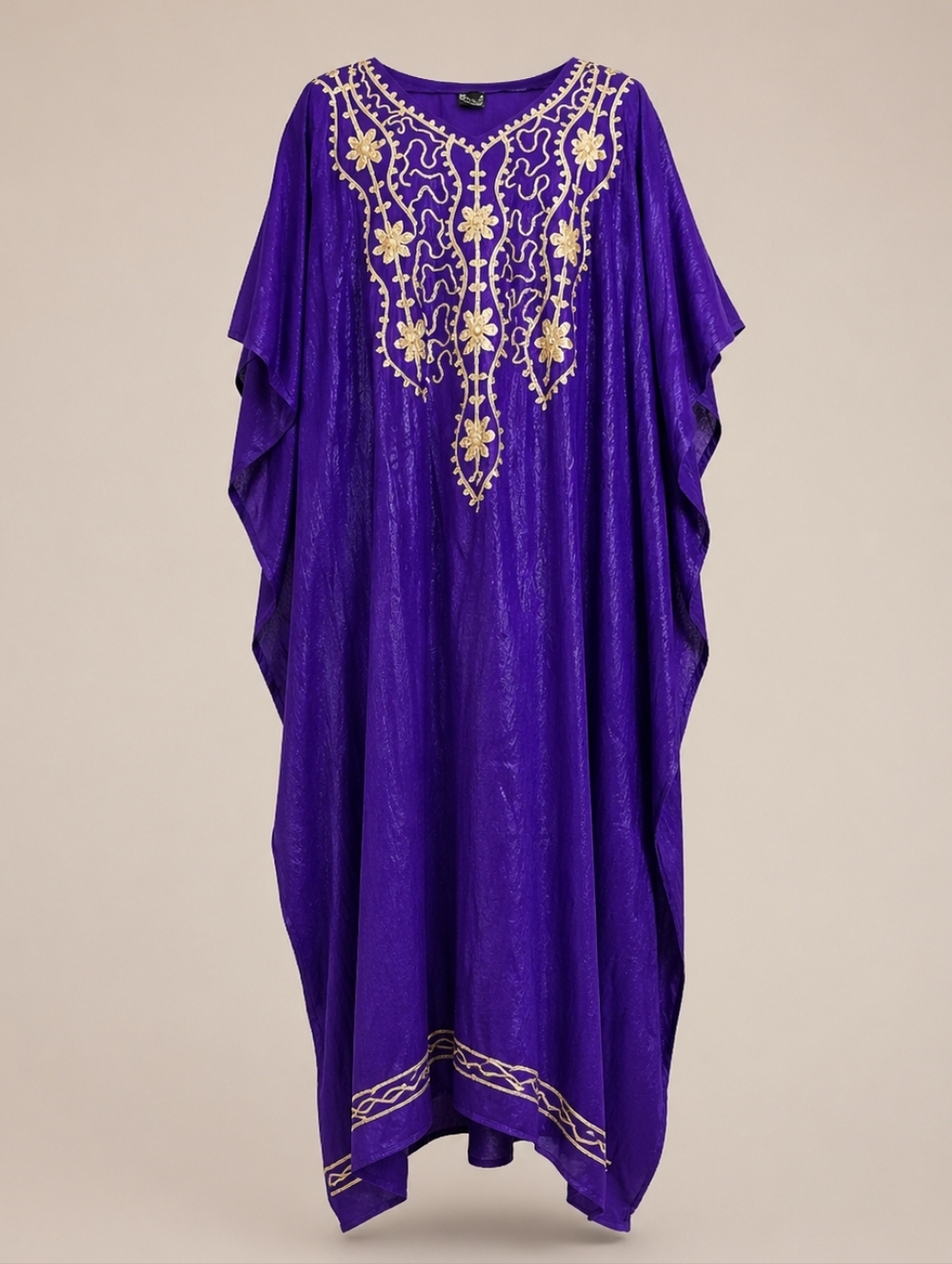 Meetu Magic Purple & Gold Embroidered OS Caftan Dress The African Scene Coastal